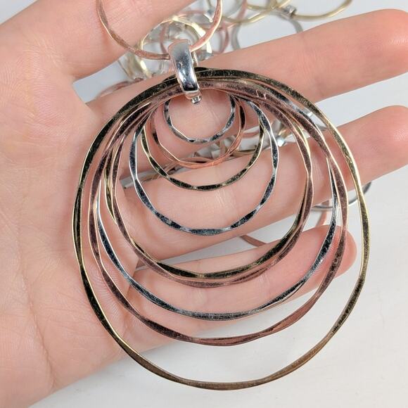 RLM Studio 925 Sterling Tri-Metal Round Link Necklace Pendant Earring Set *READ - Picture 7 of 10